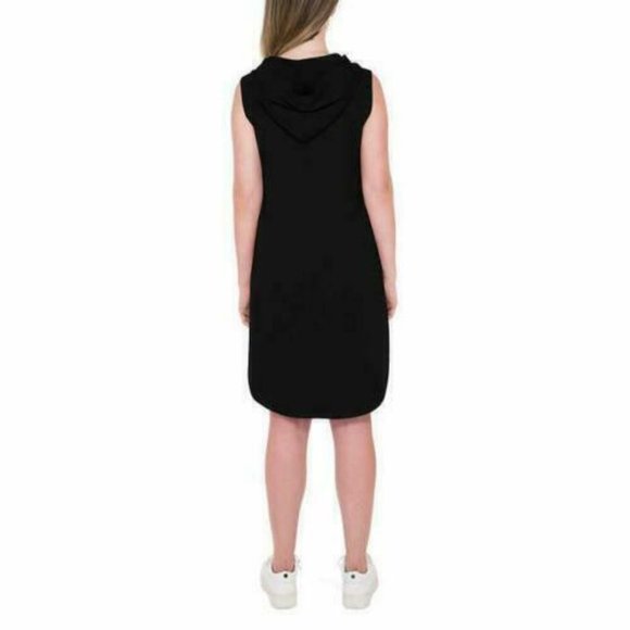 BOBEAU Women Dress Black Hooded Sleeveless Kangaroo Pockets --Black - Picture 4 of 6